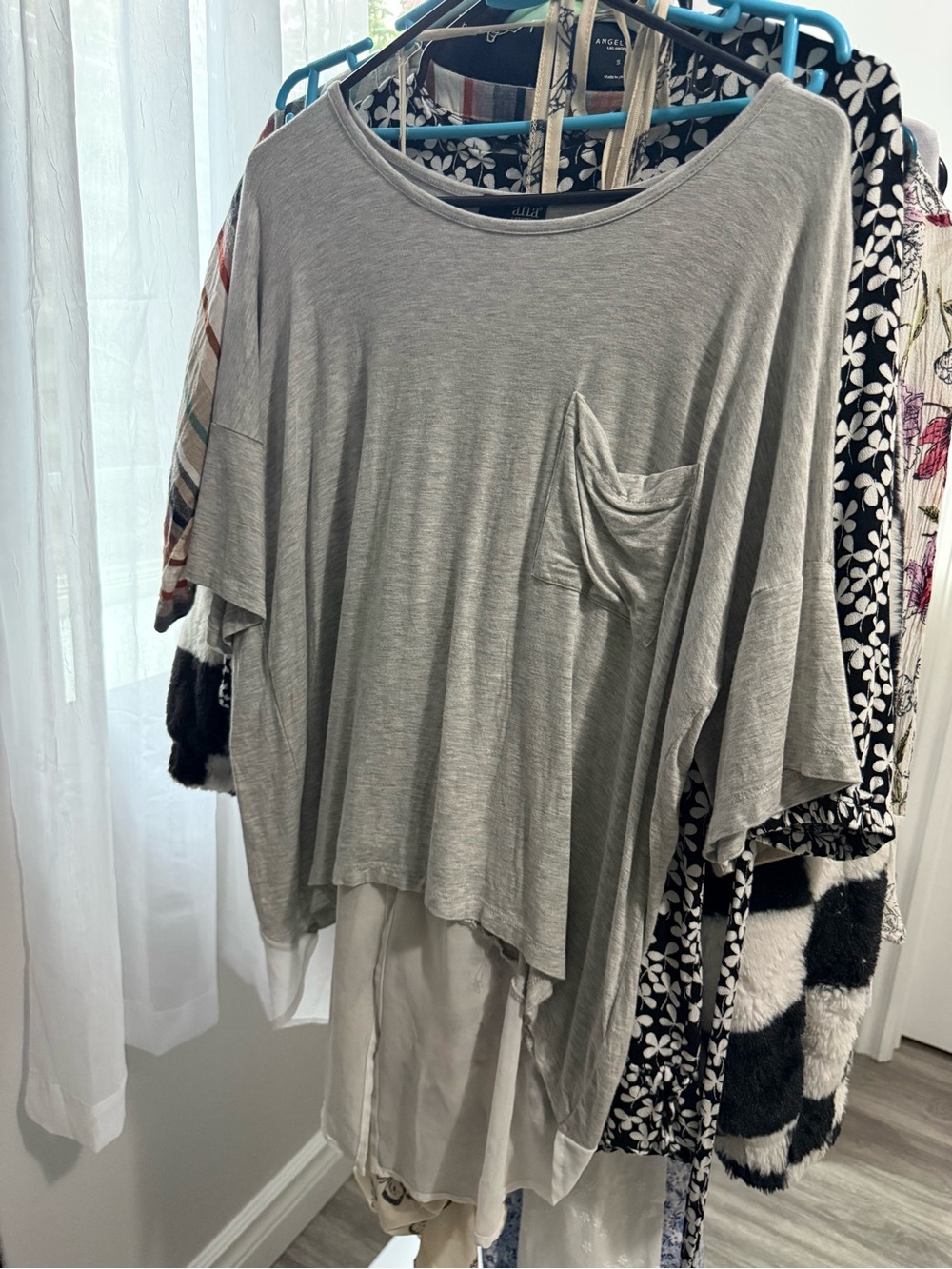 a.n.a Gray Layered Pocket Tunic with Dolman Sleeves